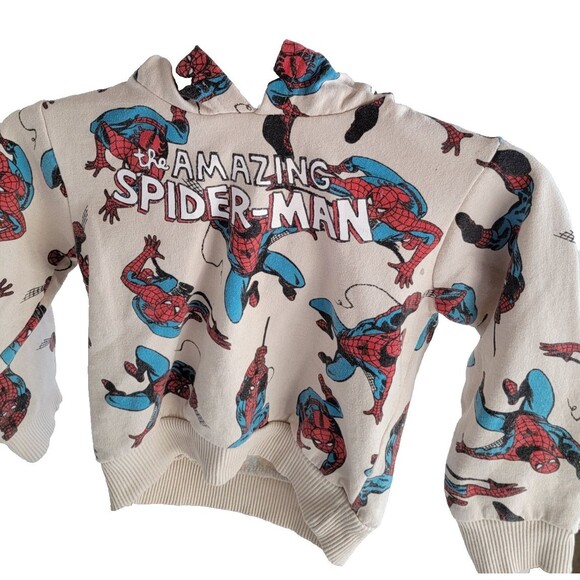 Two (lot)Marvel Spider Man 3T cream and Blue Hoody Sweater - Picture 9 of 9